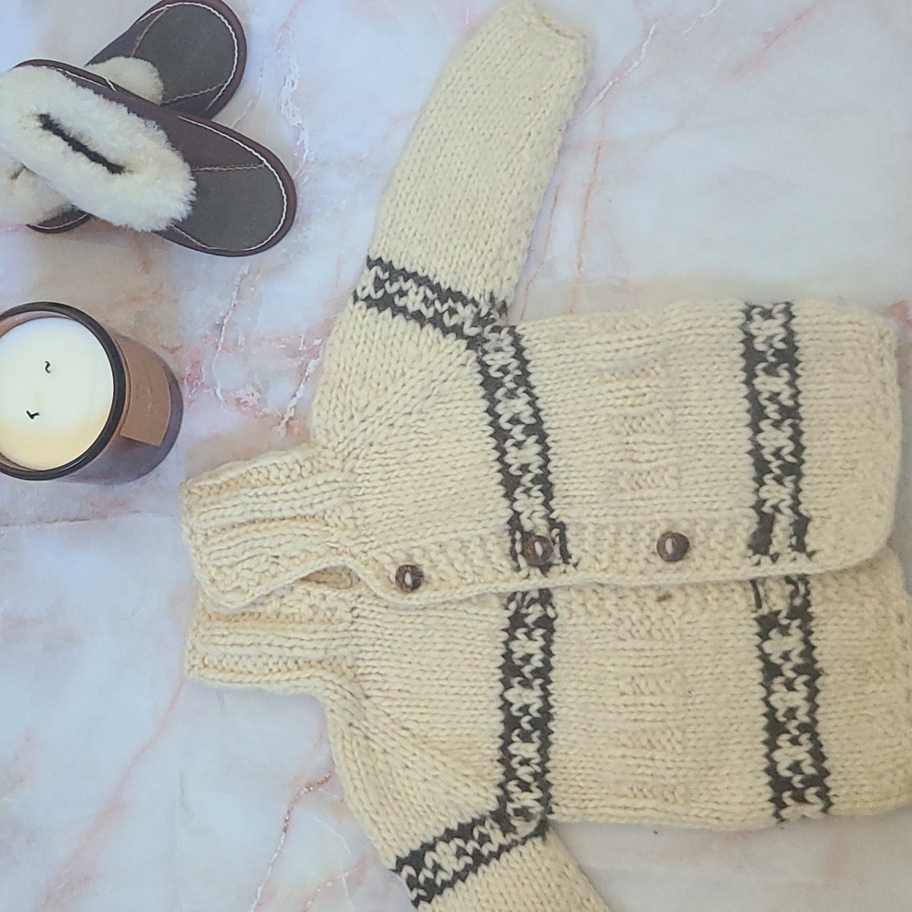 Baby sweater,  natural wool, size 5-6 months